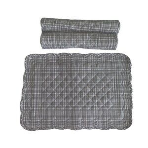 Rachel Ashwell The Farmhouse Placemats Set Of 3 Gray Plaid 13 x 19 Cotton